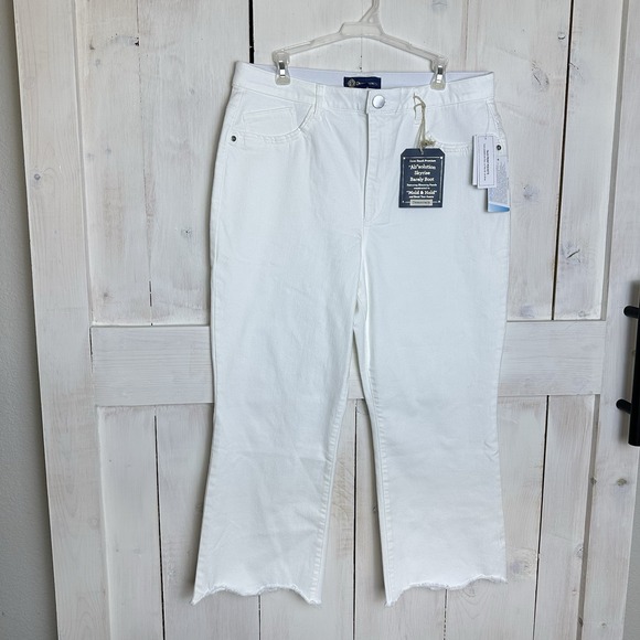 DEMOCRACY "Ab-Solution" Skyline Barely Boot White Denim Scallop Hem Jeans Sz 16P - Picture 2 of 14